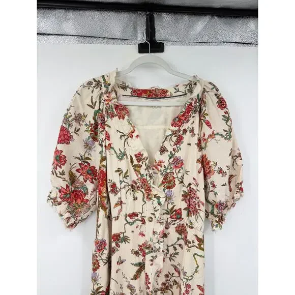 Pilcro Ruffle Collar Button down Dress Floral Plus Size 22W Linen - Picture 8 of 16